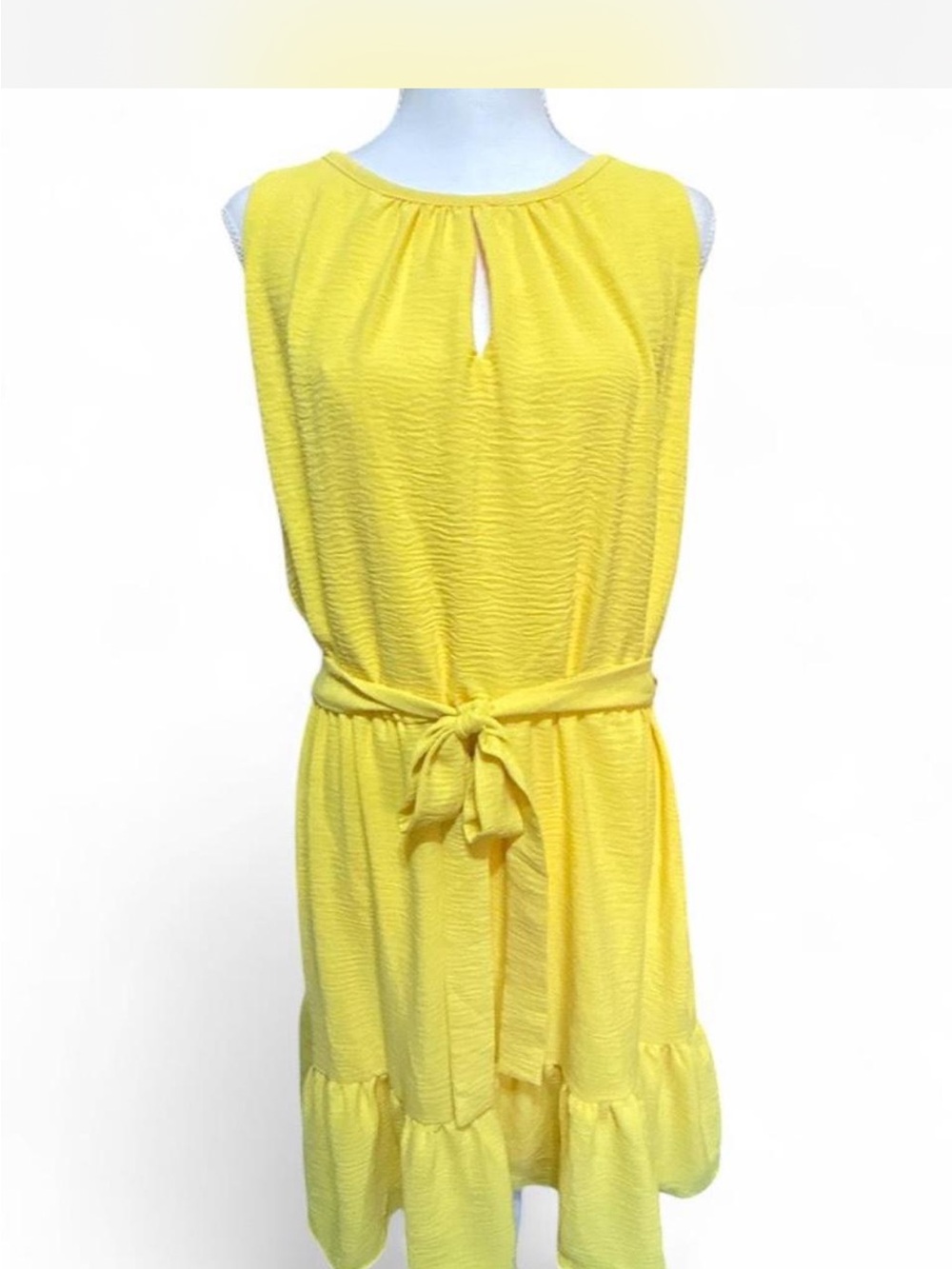 Yellow Sleeveless Tie-Waist women’s dress